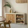 Made in Meubles Buffet<Buffet 2 portes avec étagères en bois effet béton et bois recyclé Dalva