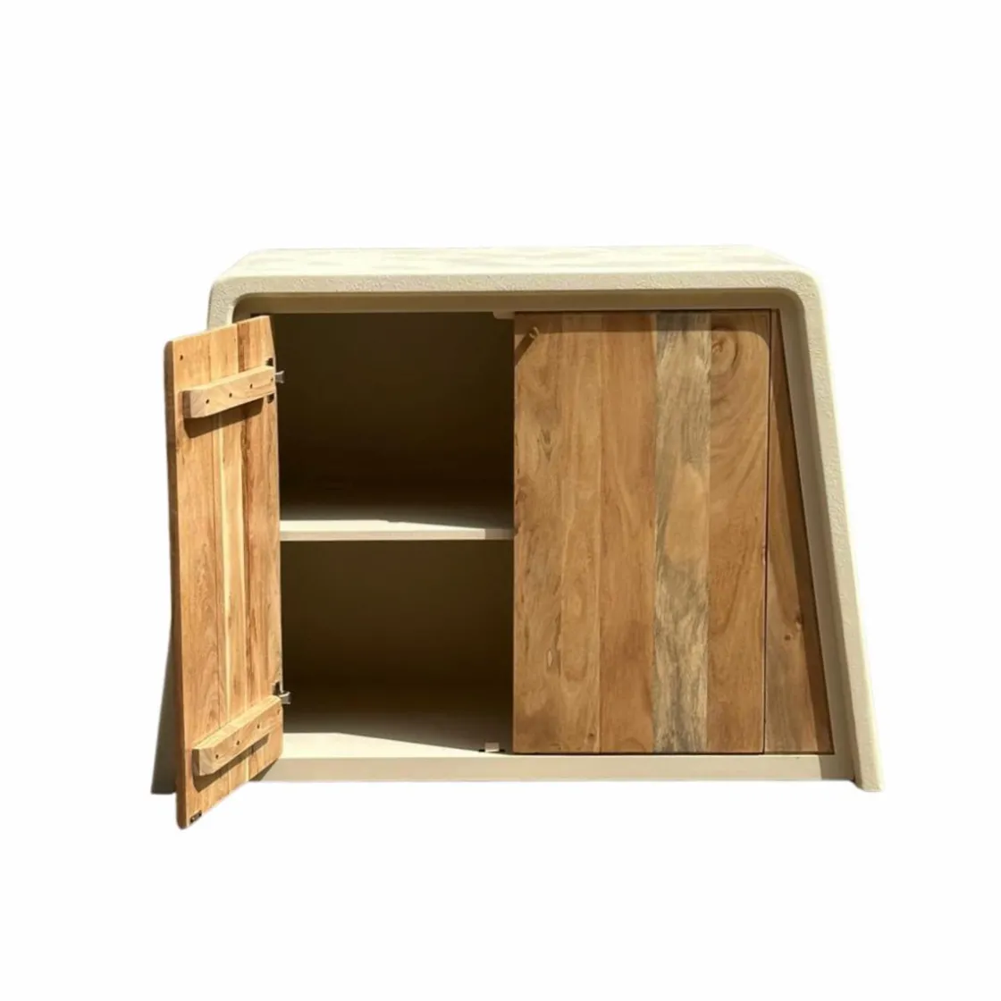 Made in Meubles Buffet<Buffet 2 portes en bois d'acacia et bois effet béton Dalva