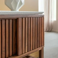 Made in Meubles Buffet|Meuble Sous Vasque<Buffet 2 portes en bois d'acacia et terrazzo Kaelis