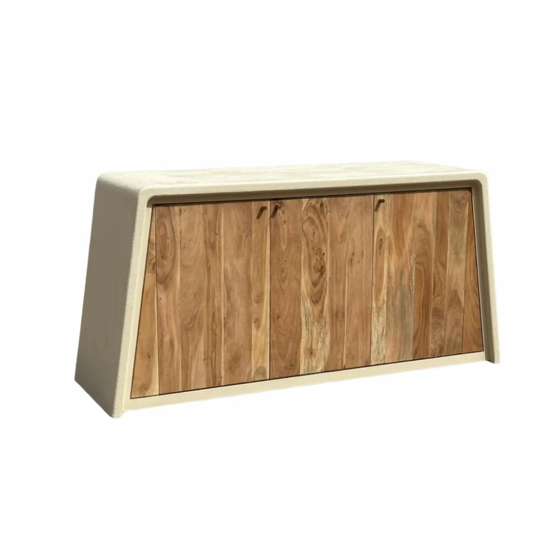 Made in Meubles Buffet<Buffet 3 portes en bois d'acacia et bois effet béton Dalva