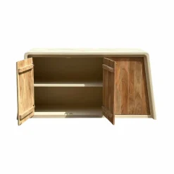 Made in Meubles Buffet<Buffet 3 portes en bois d'acacia et bois effet béton Dalva