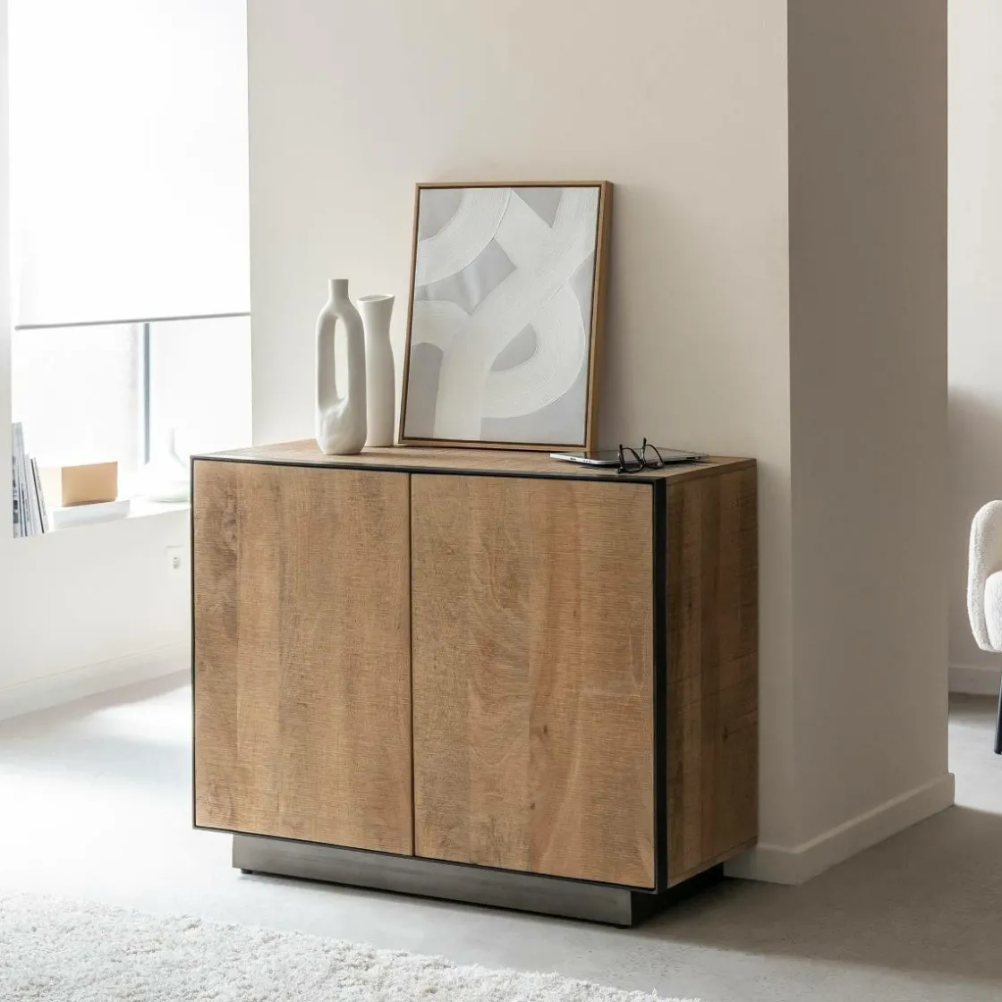 Made in Meubles Buffet<Buffet 2 portes en bois de manguier et métal Isil