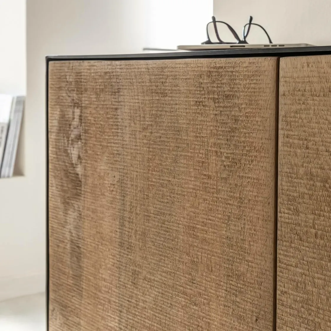 Made in Meubles Buffet<Buffet 2 portes en bois de manguier et métal Isil