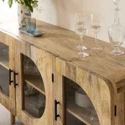 Made in Meubles Buffet<Buffet 3 portes en bois de manguier Nova