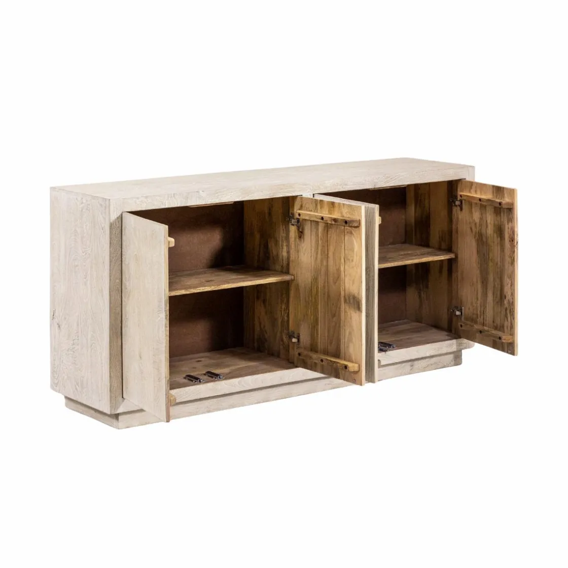Made in Meubles Buffet<Buffet 4 portes en bois de manguier blanchi Alison
