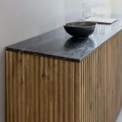 Made in Meubles Buffet<Buffet 4 portes en bois de manguier et marbre Betty