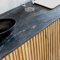 Made in Meubles Buffet<Buffet 4 portes en bois de manguier et marbre Betty