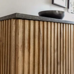 Made in Meubles Buffet<Buffet 4 portes en bois de manguier et marbre Betty