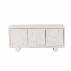 Made in Meubles Buffet<Buffet 3 portes en bois effet béton blanc Danaé