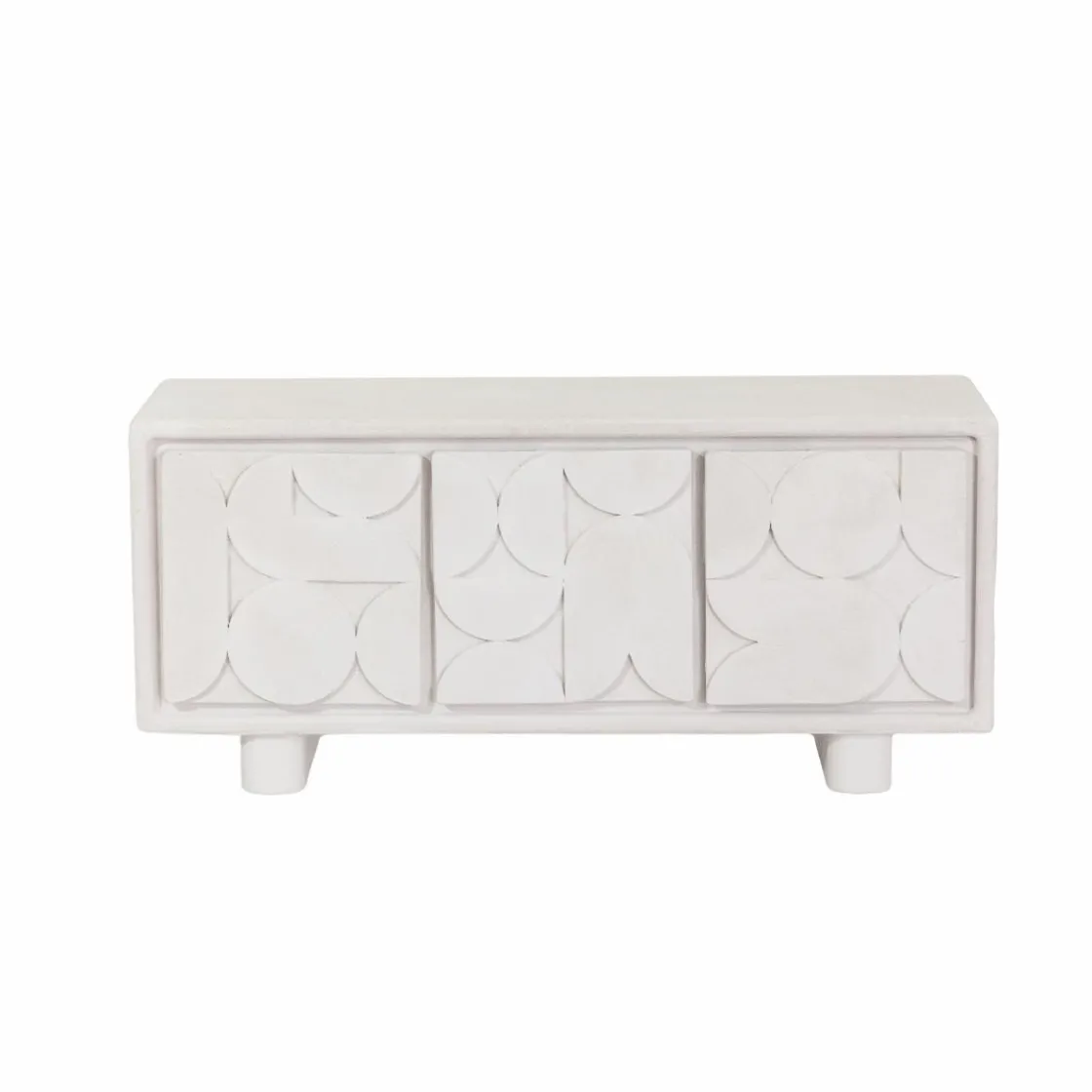 Made in Meubles Buffet<Buffet 3 portes en bois effet béton blanc Danaé