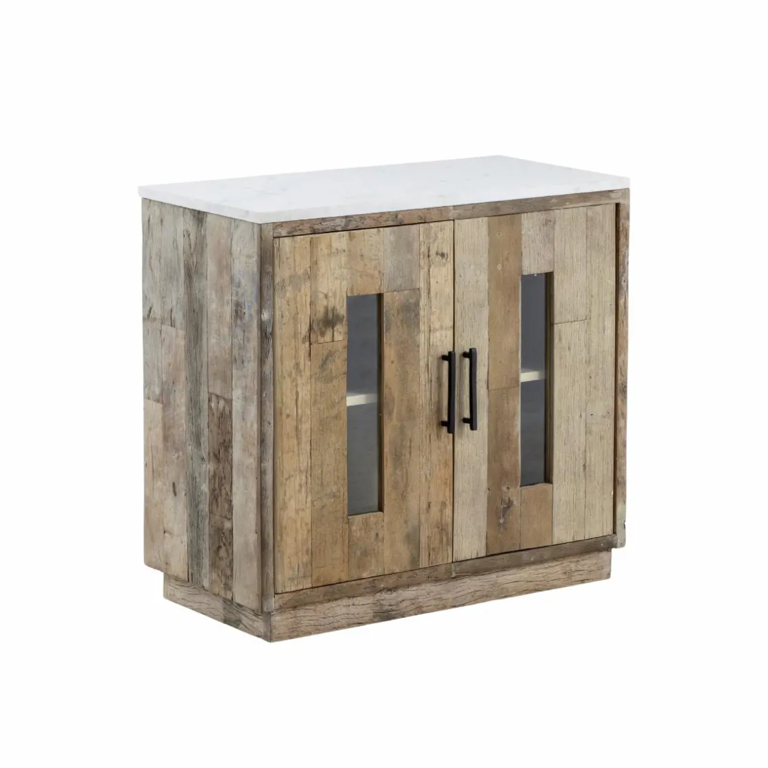 Made in Meubles Buffet<Buffet 2 portes en bois recyclé et marbre Damian