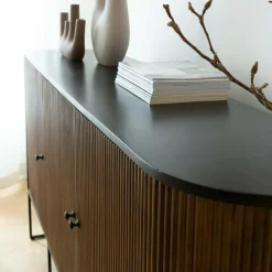 Made in Meubles Buffet<Buffet arrondi en bois de manguier et métal Ysé