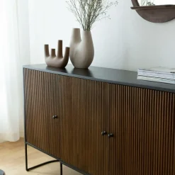 Made in Meubles Buffet<Buffet arrondi en bois de manguier et métal Ysé