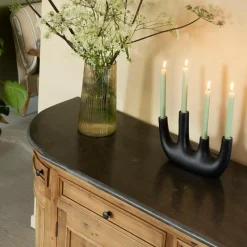 Made in Meubles Buffet<Buffet arrondi en vieux pin et pierre bleue Garance