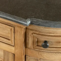 Made in Meubles Buffet<Buffet arrondi en vieux pin et pierre bleue Garance