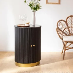 Made in Meubles Buffet|Meuble Bar<Buffet bar en bois de manguier et marbre Isaac