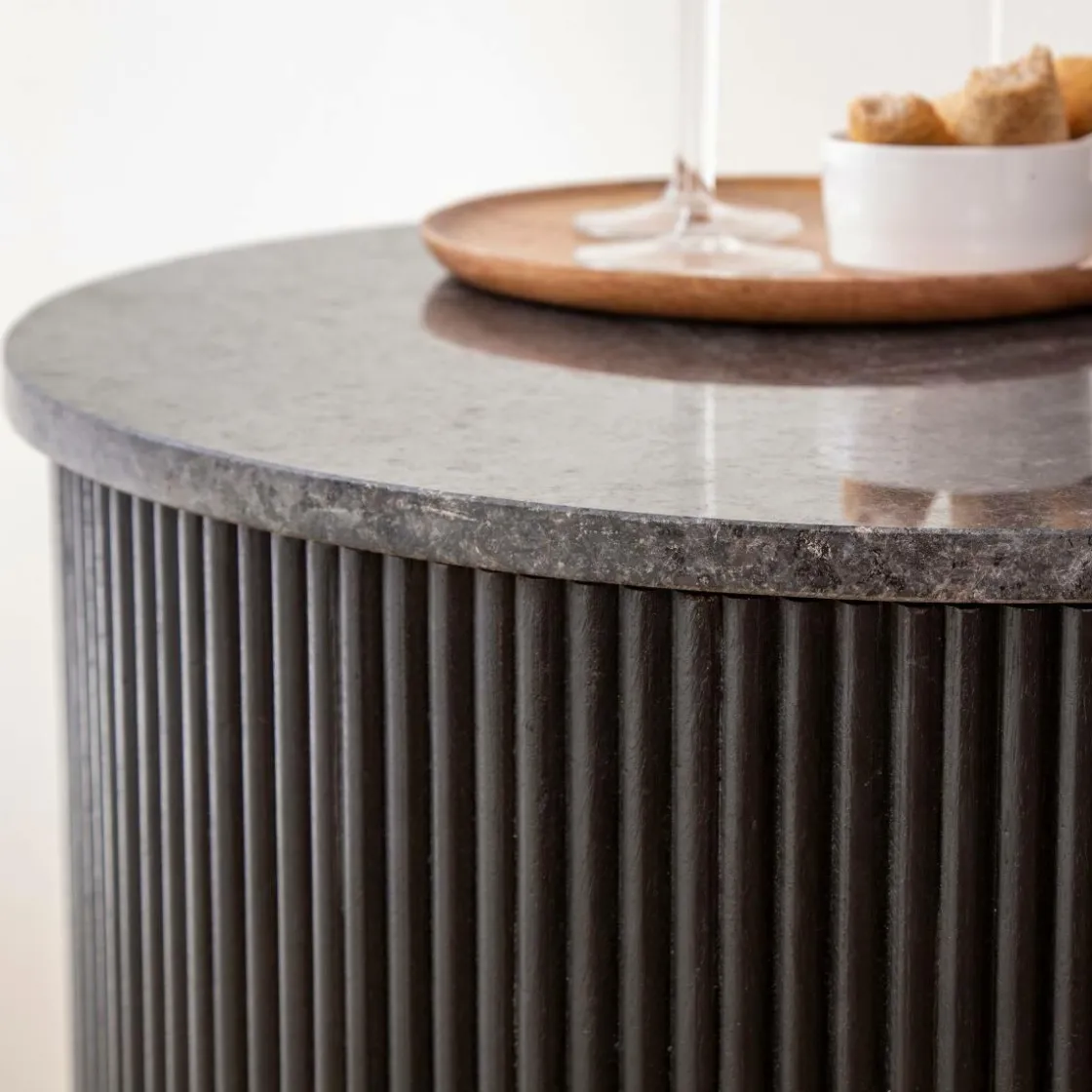 Made in Meubles Buffet|Meuble Bar<Buffet bar en bois de manguier et marbre Isaac