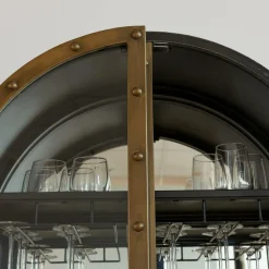 Made in Meubles Meuble Bar|Vitrine<Buffet bar en métal noir et doré Janelle