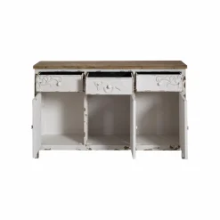 Made in Meubles Buffet<Buffet blanc en pin massif brossé Bastille