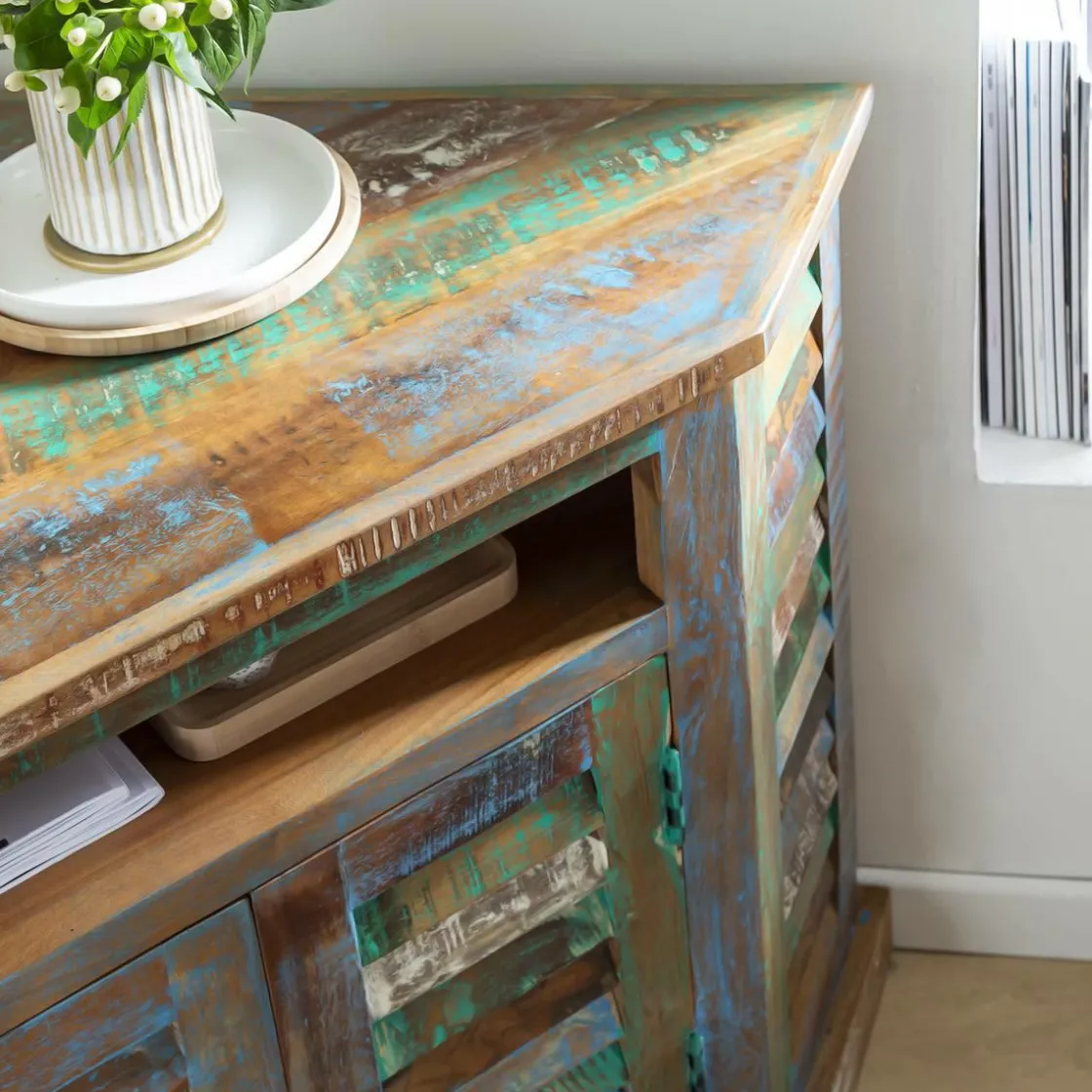 Made in Meubles Buffet<Buffet d'angle en bois coloré Ethnik