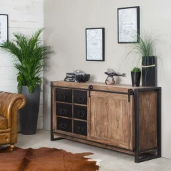 Made in Meubles Buffet<Buffet en bois d'acacia avec porte coulissante Havana