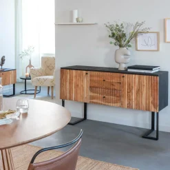 Made in Meubles Buffet<Buffet en bois d'acacia et métal Pippa