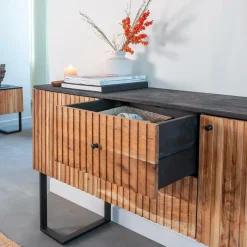 Made in Meubles Buffet<Buffet en bois d'acacia et métal Pippa