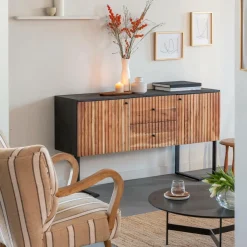 Made in Meubles Buffet<Buffet en bois d'acacia et métal Pippa