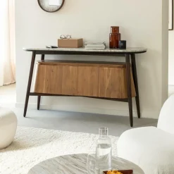 Made in Meubles Buffet<Buffet en bois d'acacia et marbre Simon