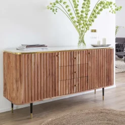 Made in Meubles Buffet<Buffet en bois d'acacia et marbre blanc Judith