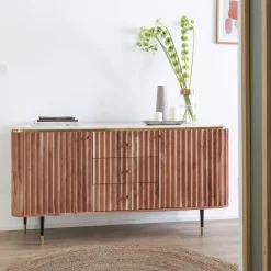 Made in Meubles Buffet<Buffet en bois d'acacia et marbre blanc Judith