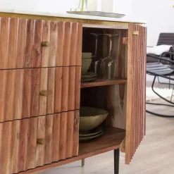 Made in Meubles Buffet<Buffet en bois d'acacia et marbre blanc Judith