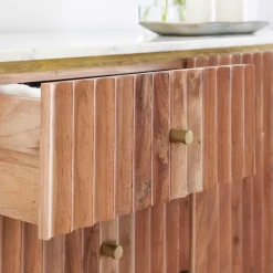 Made in Meubles Buffet<Buffet en bois d'acacia et marbre blanc Judith