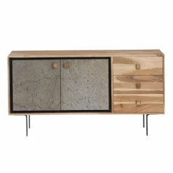 Made in Meubles Buffet<Buffet en bois d'acacia et pierre Côme