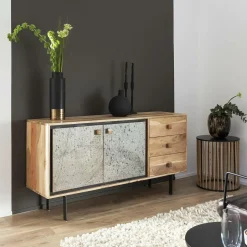 Made in Meubles Buffet<Buffet en bois d'acacia et pierre Côme