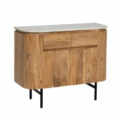 Made in Meubles Buffet<Buffet en bois d'acacia et en marbre blanc Rick