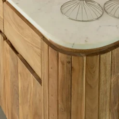 Made in Meubles Buffet<Buffet en bois d'acacia et en marbre blanc Rick