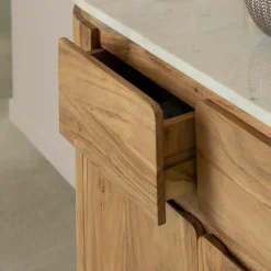 Made in Meubles Buffet<Buffet en bois d'acacia et en marbre blanc Rick