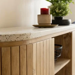 Made in Meubles Buffet|Meuble Sous Vasque<Buffet en bois de manguier et terrazzo Lou