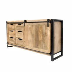Made in Meubles Buffet<Buffet en bois de manguier avec porte coulissante New-York