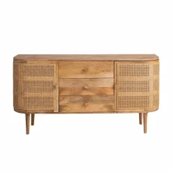 Made in Meubles Buffet<Buffet en bois de manguier et cannage Palma