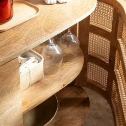 Made in Meubles Buffet<Buffet en bois de manguier et cannage Palma