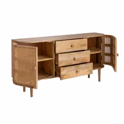 Made in Meubles Buffet<Buffet en bois de manguier et cannage Palma