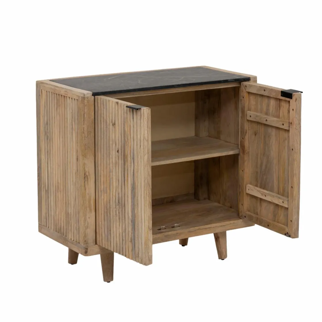 Made in Meubles Buffet<Buffet en bois de manguier et marbre noir Riley