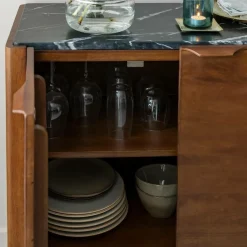 Made in Meubles Buffet<Buffet en bois de manguier et marbre noir Roch