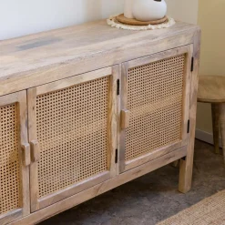 Made in Meubles Buffet<Buffet en bois de manguier et cannage Julietta