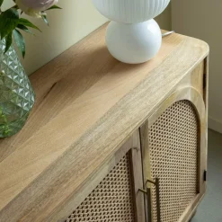 Made in Meubles Buffet<Buffet en bois de manguier et cannage Thora