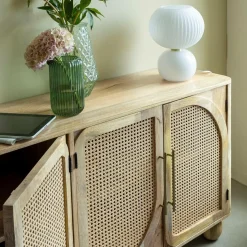 Made in Meubles Buffet<Buffet en bois de manguier et cannage Thora