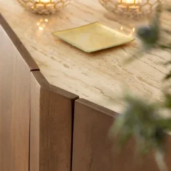 Made in Meubles Buffet<Buffet en bois de manguier et travertin Azure