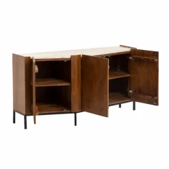 Made in Meubles Buffet<Buffet en bois de manguier et travertin Azure